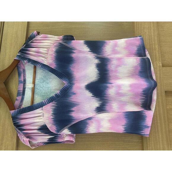 NWOT Free People Movement True North Printed Tee Navy/Pink Gradient Women Small - Picture 3 of 14